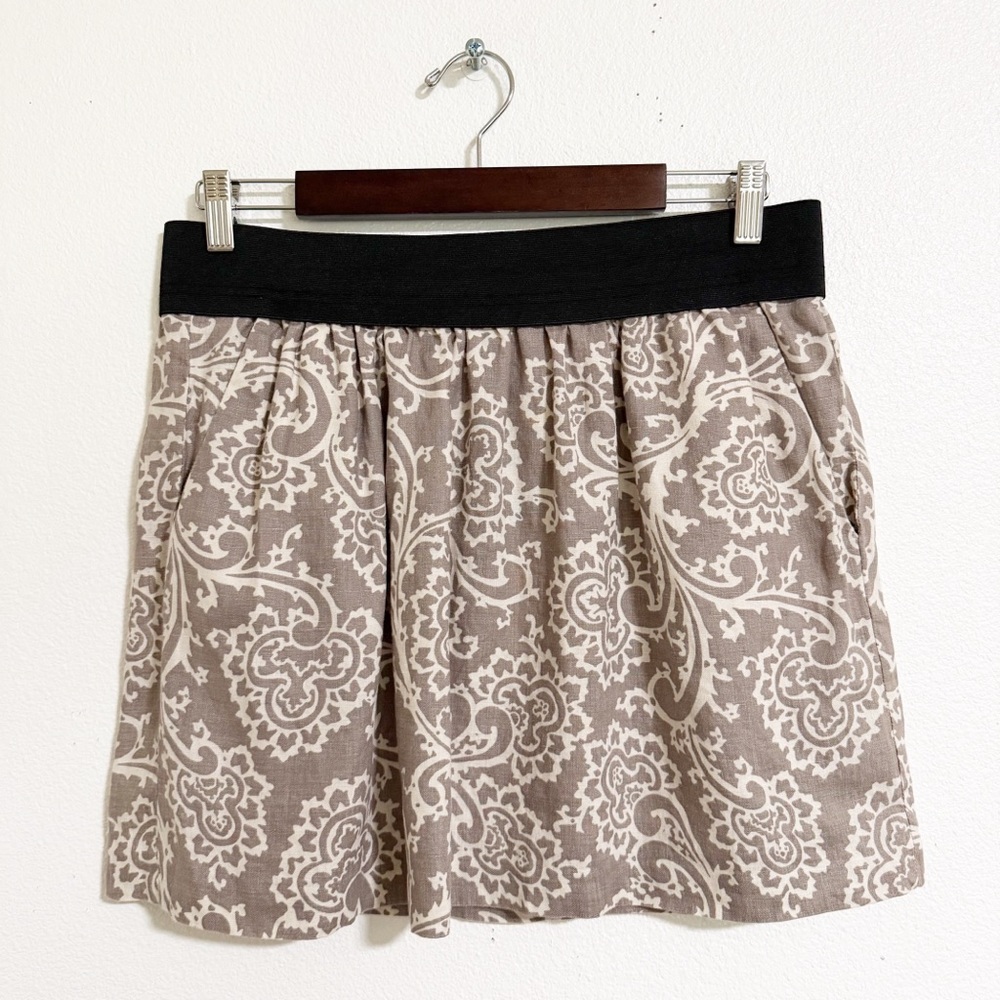 Loft Linen Paisley Mini A Line Skirt